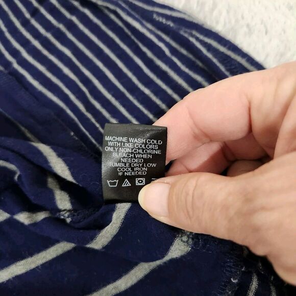 BCBGMaxAzria Long Sleeve Navy Blue Gray Striped Knit Top Size XL - Picture 10 of 11